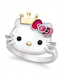 Look regal and resplendent. Hello Kitty's sterling silver princess ring features colorful enamel accents and a 14k gold over sterling silver crown and nose for a stylish and whimsical touch. Size 7. Look regal and resplendent. Hello Kitty's sterling silver princess ring features colorful enamel accents and a 14k gold over sterling silver crown and nose for a stylish and whimsical touch. Size 7.