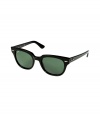 With their 60s-inspired vintage shape and distinctive rivets, these stylish sunglasses from Ray-Ban are a cool choice for multi-season sophistication - Shiny black bi-laminated plastic frames, charcoal G-15 XLT semi-mirrored lenses, signature logo on both temples - Lens filter category 3, 100% UV Protection, prescription friendly - Comes with a logo-stamped semi-hard carrying case