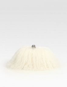 A stunning style with luxurious dyed Mongolian lamb fur accented with an iconic skull closure.Top clasp closureLeather lining6W X 3¾H X 1¾DMade in Italy A stunning style with luxurious dyed Mongolian lamb fur accented with an iconic skull closure.Top clasp closureLeather lining6W X 3¾H X 1¾DMade in Italy