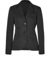 Perfect for dressing up workweek looks, Theorys black woven jacquard blazer is a sleek way to wear this seasons print trend - Notched lapel, long sleeves, buttoned front, front flap pockets - Tailored fit - Wear over sheath dresses, or with slim fit separates to work