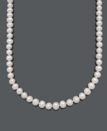 Simple style at its finest. Elegant cultured freshwater pearls (9-10 mm) by Belle de Mer set a sophisticated tone for any ensemble. 14k gold clasp. Approximate length: 16 inches. Simple style at its finest. Elegant cultured freshwater pearls (9-10 mm) by Belle de Mer set a sophisticated tone for any ensemble. 14k gold clasp. Approximate length: 16 inches.