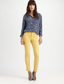 A sprinkling of stars dusts a soft silk button-up from collar to hem.Point collar Button front Flap chest pockets Pleat at center back Button cuffs Shirttail hem About 26 shoulder to hem Silk Dry clean Imported A sprinkling of stars dusts a soft silk button-up from collar to hem.Point collar Button front Flap chest pockets Pleat at center back Button cuffs Shirttail hem About 26 shoulder to hem Silk Dry clean Imported