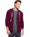 Club Room lets some plaid peek through in this casual layer-worthy fleece hoodie. (Clearance)