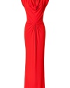 With a cowl neckline and a chic draped silhouette, this figure-flattering gown boasts both comfort sultry appeal - Cowl neckline, cap sleeve, front draped waist, concealed back zip, fishtail back hem - Fitted draped silhouette - Style with statement pumps and a leather clutch