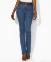 A sleek bootcut silhouette is designed with a hint of stretch for comfort and a flattering fit, by Lauren Jeans Co.