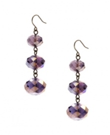 Purple reigns. An alluring amethyst hue makes a stylish statement on Kenneth Cole New York's faceted stone drop earrings. Set in hematite tone mixed metal. Approximate drop: 2-1/4 inches.