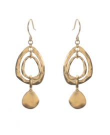 Add spice to your summer look with accessories that count. Kenneth Cole New York earrings feature chic, cut-out, teardrops in worn gold tone mixed metal. Approximate drop: 2-1/4 inches.