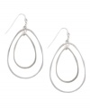 Stylish drops to take your look to the next level. Jessica Simpson's crafty hoop earrings feature a chic graduated design crafted in worn silver tone mixed metal. Approximate drop: 2-1/2 inches.