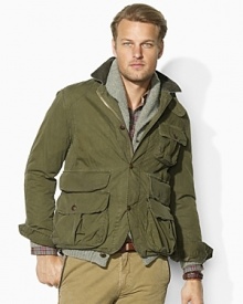 Adding a timeworn, vintage element to any look, the Estate Mohawk jacket is rendered in washed cotton twill with plenty of pockets and rugged accents. Adding a timeworn, vintage element to any look, the Estate Mohawk jacket is rendered in washed cotton twill with plenty of pockets and rugged accents.