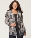 Get the luxe touch of Style&co.'s long sleeve plus size cardigan, crafted from printed velvet.