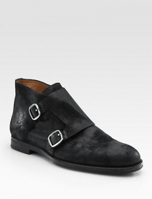 A minimal and modern expression of an English classic with a '60s-inspired English pewter buckle. Double monk strap detail Leather lining Rubber sole Made in Italy A minimal and modern expression of an English classic with a '60s-inspired English pewter buckle. Double monk strap detail Leather lining Rubber sole Made in Italy