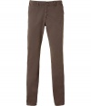 Stylish pants in dark brown cotton - Casual, trendy chino cut - Fits loose and casual, with slim, straight legs, waistband, belt loops and side pockets - A typical look for leisure, combine with sneakers, boots, a shirt,  knit shirt, leather jacket, parka - A genius alternative to jeans or corduroys