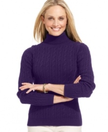 Charter Club's cable-knit turtleneck is a weekend classic. Pair it with jeans and mix in a lightweight jacket as days get brisk!