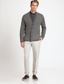 EXCLUSIVELY OURS. A cozy knit that offers instant style and elegance to any ensemble, shaped in waffle-textured linen for added luxury.ButtonfrontRibbed cuffs and hemLinenDry cleanImported EXCLUSIVELY OURS. A cozy knit that offers instant style and elegance to any ensemble, shaped in waffle-textured linen for added luxury.ButtonfrontRibbed cuffs and hemLinenDry cleanImported