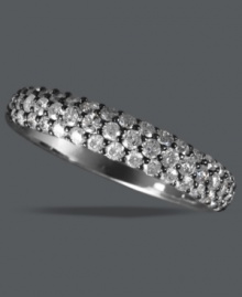 Perfect sparkle in a chic, pave setting. EFFY Collection's glamorous ring features dozens of round-cut diamonds (3/4 ct. t.w.) in a 14k white gold and black rhodium band. Size 7. Perfect sparkle in a chic, pave setting. EFFY Collection's glamorous ring features dozens of round-cut diamonds (3/4 ct. t.w.) in a 14k white gold and black rhodium band. Size 7.