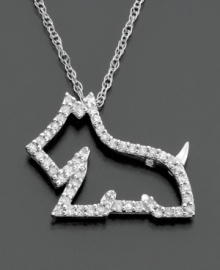 A pretty pooch pendant makes the perfect diamond necklace for a dog lover! Round-cut diamonds (1/8 ct. t.w.) sparkle on 14k white gold. Drop measures 1/2 inch; chain measures 16 inches. A pretty pooch pendant makes the perfect diamond necklace for a dog lover! Round-cut diamonds (1/8 ct. t.w.) sparkle on 14k white gold. Drop measures 1/2 inch; chain measures 16 inches.