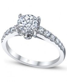 Tell a story with this symbolic style. This My Diamond Story engagement ring features a stunning, certified round-cut diamond at center with rows of smaller round-cut diamonds at the shoulders (1 ct. t.w.). Crafted in 18k white gold. Tell a story with this symbolic style. This My Diamond Story engagement ring features a stunning, certified round-cut diamond at center with rows of smaller round-cut diamonds at the shoulders (1 ct. t.w.). Crafted in 18k white gold.