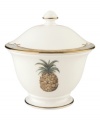 Combining the exotic lushness of the tropics with classic British style, this china collection stirs romantic thoughts of overseas adventures. Place this charming sugar bowl on your formal table for dessert service. Choose from three richly detailed designs – shutter, bamboo or trade winds. A thin rim of gold lends a brilliantly elegant touch. Shown back right. Qualifies for Rebate