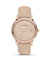 Burberry Leather Watch with Check Face, 38mm