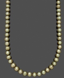 Refresh & revive your look. This stunning strand features green cultured freshwater pearls (9-1/2-10-1/2 mm) with a 14k gold clasp. Approximate length: 20 inches. Refresh & revive your look. This stunning strand features green cultured freshwater pearls (9-1/2-10-1/2 mm) with a 14k gold clasp. Approximate length: 20 inches.