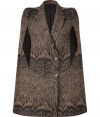 A contemporary way to wear the brands iconic look outdoors, this wool-blend cape from Roberto Cavalli lends a glamorous finish to any outfit - Peaked lapel, side arm slits, double-breasted buttoned front - Boxy loose fit - Wear with sleek knit tops, leather leggings and high-heel booties