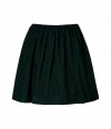 With its easy elasticized waistband and deep green/black tweed, Tibis gathered mini-skirt is a versatile choice packed with wearing possibilities - Black elasticized waistband, pull-on style - Full skirt - Wear with bright tops and menswear-inspired lace-ups