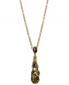 Ornate opulence. T Tahari's pendant necklace, part of the Deco Lace Collection, is crafted from gold-tone mixed metal with black glass crystal accents for a stunning effect. Approximate length: 36 inches. Approximate drop: 3-1/8 inches