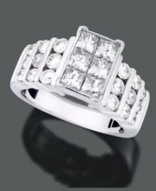 Decadent design with exquisite shine. This 14k white gold engagement ring features round-cut diamonds (2 ct. t.w.). Decadent design with exquisite shine. This 14k white gold engagement ring features round-cut diamonds (2 ct. t.w.).
