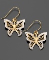 Delightfully dainty, these beautiful butterfly earrings are crafted in 14k gold. Approximate drop: 1-1/4 inches.