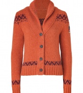 Ultra soft with its Alpaca blend, True Religions Buddha knit cardigan lends an effortless cool (and cozy) edge to any outfit - Shawl collar, long sleeves, button-down front, wooden buttons, ribbed trim, logo patch on sleeve - Slim fit - For a sporty look, wear with jeans and weather boots