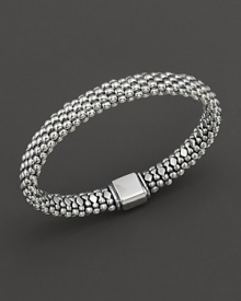 A classic oval rope bracelet with sterling silver Caviar™ beading and a box clasp with logo crest. Designed by Lagos.