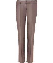 Finish tailored looks on a sleek note with Brunello Cucinellis virgin wool pants, detailed with a chic cropped length perfect for showcasing statement pumps - Side and buttoned back slit pockets, hidden hook closure, belt loops - Slim tailored fit - Team with feminine blouses, sharply cut blazers, and rich neutral accessories