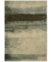 Abstract and dramatic, this handcrafted wool rug features a rich spectrum of shades from sky tones to deep smoke. The ethereal coloration pattern is reminiscent of a soothing lake set in watercolors. An exclusive luster-wash finish gives the rug a beautiful, subtle finish.