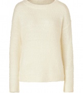 Incredibly soft in silk, Theyskens Theorys textural pullover is a cool choice for laid-back looks - Wide neckline, long sleeves, dropped shoulders, ribbed trim - Loose fit - Wear with leather leggings and edgy ankle boots