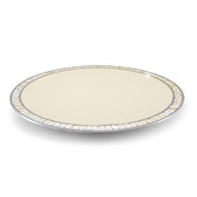 Beautiful mosaic borders of hand cut inlaid Mother of Pearl tiles frame the Classic Lazy Susan from Julia Knight. Sandcast by hand and handpainted with a special color enamel that is mixed with crushed mother of pearl, it is both lovely and functional. Beautiful mosaic borders of hand cut inlaid Mother of Pearl tiles frame the Classic Lazy Susan from Julia Knight. Sandcast by hand and handpainted with a special color enamel that is mixed with crushed mother of pearl, it is both lovely and functional.
