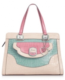Trust your animal instincts with this croc-embossed design from GUESS that rocks cool colorblocking and signature details. Poised and pocket-lined, it's designed to meet all your daily demands Trust your animal instincts with this croc-embossed design from GUESS that rocks cool colorblocking and signature details. Poised and pocket-lined, it's designed to meet all your daily demands