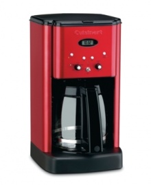 The stunning retro red speaks for itself, creating a bright and lively atmosphere in a kitchen full of style. This fully automatic coffee maker has a brew pause feature that lets you get your pick-me-up when you need it and before the entire 12 cups have been made-mid-brew gratification! 3-year warranty. Model DCC-1200MR. The stunning retro red speaks for itself, creating a bright and lively atmosphere in a kitchen full of style. This fully automatic coffee maker has a brew pause feature that lets you get your pick-me-up when you need it and before the entire 12 cups have been made-mid-brew gratification! 3-year warranty. Model DCC-1200MR.