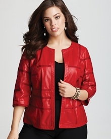 Lafayette 148 New York Plus Size Leather Grid Jacket Lafayette 148 New York Plus Size Leather Grid Jacket