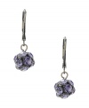Lovely in lavender. A pretty, pale shade of purple stands out on these delicate drop earrings from Betsey Johnson. Crafted in hematite tone mixed metal, they're embellished with sparkling spherical crystal accents. Approximate drop: 1-1/10 inches.