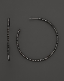 14K. black gold beads add fascinating texture and brilliance to classic hoops. By Lana.