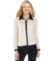 Look pretty in lace in NY Collection's petite utility shirt! Pair with slim pants for a stylish work ensemble.