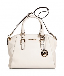 With its super soft leather and gold-toned hardware, this MICHAEL Michael Kors tote features ultra chic versatility - Top carrying handles, removable buckled shoulder strap, buckle details, back slit pocket with magnetic snap, textured leather, inside zippered back wall and slot pockets, front wall slot pockets - Perfect for everyday use, off-duty cool, or stylish travel With its super soft leather and gold-toned hardware, this MICHAEL Michael Kors tote features ultra chic versatility - Top carrying handles, removable buckled shoulder strap, buckle details, back slit pocket with magnetic snap, textured leather, inside zippered back wall and slot pockets, front wall slot pockets - Perfect for everyday use, off-duty cool, or stylish travel