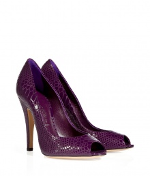 A bold jewel-tone hue and sultry python-embossed add trend-right appeal to these Casadei pumps - Peep-toe, ultra-high stiletto heel, python embossed leather - Wear with a flirty frock and style with a statement clutch A bold jewel-tone hue and sultry python-embossed add trend-right appeal to these Casadei pumps - Peep-toe, ultra-high stiletto heel, python embossed leather - Wear with a flirty frock and style with a statement clutch