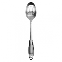 For stirring and draining vegetables, try OXO International's Stainless Steel Slotted Spoon. Its contoured handle is comfortable in your hand while the sturdy stainless steel construction makes it extra durable. This features brushed stainless steel handles for strength and durability and OXO's trademark flexible fins for ultimate comfort. For stirring and draining vegetables, try OXO International's Stainless Steel Slotted Spoon. Its contoured handle is comfortable in your hand while the sturdy stainless steel construction makes it extra durable. This features brushed stainless steel handles for strength and durability and OXO's trademark flexible fins for ultimate comfort.