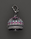 Inspired by Zen philosophy, this intricately detailed, matte sterling silver meditation bell from Paul Morelli is set with blue topaz, pink rhodolite and black spinel.