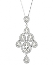 With an elegant, fluid silhouette, Swarovski's enchanting pendant features pear-shaped clear crystals which can move freely, much like a chandelier. A touch of clear crystal pavé adds extra sparkle. The pendant comes on a rhodium-plated chain and is perfect for an evening out! Approximate length: 15-7/10 inches + 1-2/5-inch extender. Approximate drop: 2-4/5 inches. With an elegant, fluid silhouette, Swarovski's enchanting pendant features pear-shaped clear crystals which can move freely, much like a chandelier. A touch of clear crystal pavé adds extra sparkle. The pendant comes on a rhodium-plated chain and is perfect for an evening out! Approximate length: 15-7/10 inches + 1-2/5-inch extender. Approximate drop: 2-4/5 inches.