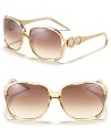 Logo coin detail, open temples and a two tone frame create a ultra glam pair of oversized sunglasses from Roberto Cavalli.