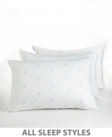 Side sleepers can now rest firmly and soundly on this pillow. Made of the softest 100% cotton and filled with cozy yet firm Fiberfill, this pillow has a khaki Ralph Lauren logo. Side sleepers can now rest firmly and soundly on this pillow. Made of the softest 100% cotton and filled with cozy yet firm Fiberfill, this pillow has a khaki Ralph Lauren logo.