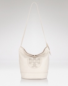 Tory Burch channels '70's chic with this slouchy shoulder bag, crafted in extra-supple leather with a perforated logo stamp. It's destined to top this season's bucket list. Tory Burch channels '70's chic with this slouchy shoulder bag, crafted in extra-supple leather with a perforated logo stamp. It's destined to top this season's bucket list.