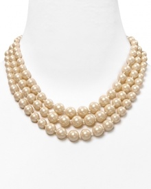 This gorgeous triple strand of pearls comes extra long and layered. Wear this Carolee necklace for a simple shot of sophistication. This gorgeous triple strand of pearls comes extra long and layered. Wear this Carolee necklace for a simple shot of sophistication.